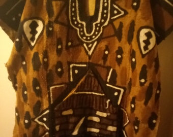 Mud cloth poncho