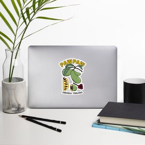 Pawpaw Fruit Tree Asimina Triloba Art Sticker, Food Forest Orchard Gardener Gift Sticker