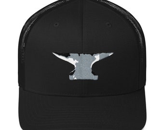Blacksmith Anvil Snapback Trucker Cap Hat For Men & Women, Workshop Work Gear, Bladesmith, Forge Tools, Metalwork, Welder, Machinist, Gift