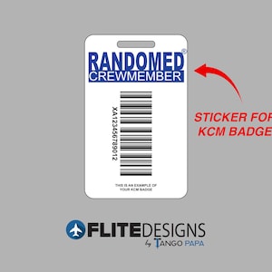 Original Randomed Crewmember® Vinyl Sticker for KCM Badge - Known Crewmember - Known Crew Member - KCM - Pilot - Flight Attendant - Gift