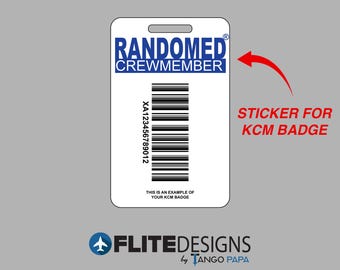 Original Randomed Crewmember® Vinyl Sticker for KCM Badge - Known Crewmember - Known Crew Member - KCM - Pilot - Flight Attendant - Gift