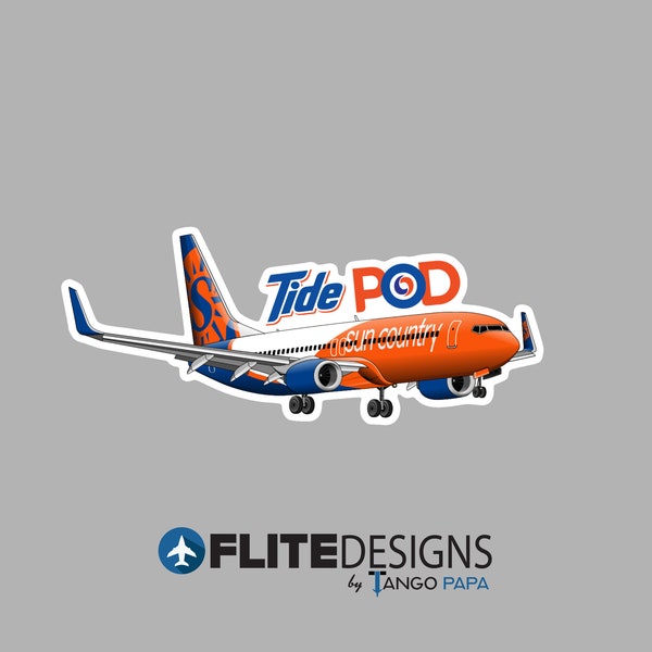 Sun Country Airlines Tide Pod Boeing 737 - Version 2 - Sticker - Aviation Sticker - Pilot - Pilot Gift - Av Geek