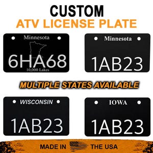 Custom License Plate ATV UTV - Minnesota - Wisconsin - Iowa