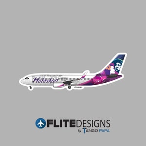 Sticker | Halaskan Airlines Boeing 737 - Hawaiian Airlines - Alaska Airlines - Flight Sticker - Pilot - Pilot Gift - Flight Attendant