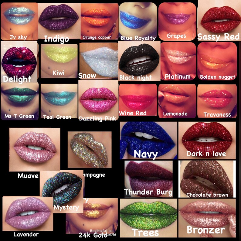 24hr glitter sparkle lip kit smudge free 1 COLOR KIT per Etsy