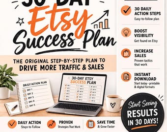 30-Tage-Erfolgs-Businessplan, Etsy-Verkäuferleitfaden, Verkauf auf Etsy, Bestseller-Planer, um mit dem Verkauf zu beginnen und passives Einkommen zu erzielen
