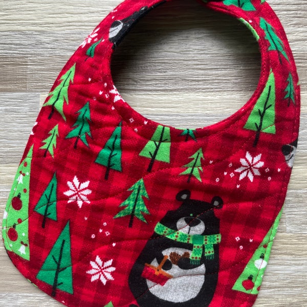 Woodsy Bear Bib- Baby Bib- Infant Bib- Toddler Bib- Burp Cloth