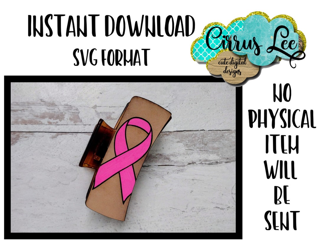 Awareness Ribbon Hair Clip, Leather Hair Clip Set Design, Digital Laser