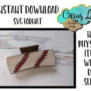 Baseball Hair Clip, Leather Hair Clip Set Design, Digital Laser File, Hair Clip Design SVG File, Claw Clip Design, Instant Download
