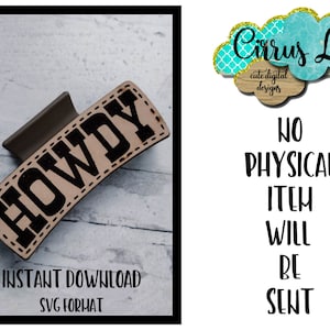 Howdy Hair Clip, Leather Hair Clip Set Design, Digital Laser File, Hair Clip Design SVG File, Claw Clip Design, Instant Download