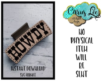 Howdy Hair Clip, Leather Hair Clip Set Design, Digital Laser File, Hair Clip Design SVG File, Claw Clip Design, Instant Download