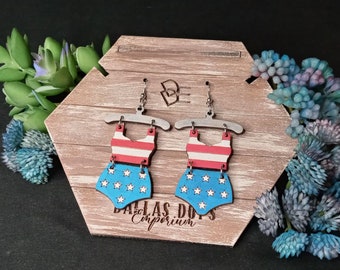 Star Spangled Swimsuit Earring Design File, Flag Earrings Design, Digital Laser File, Earring Svg File, Instant Download, Patriotic Earring