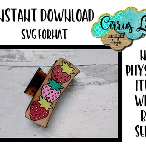 Strawberry Trio Hair Clip, Leather Hair Clip Set Design, Digital Laser File, Hair Clip Design SVG File, Claw Clip Design, Instant Download