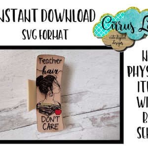 Teacher Hair Hair Clip, Leather Hair Clip Set Design, Digital Laser File, Hair Clip Design SVG File, Claw Clip Design, Instant Download