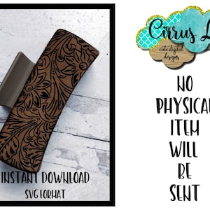 Tooled Leather Hair Clip, Leather Hair Clip Set Design, Digital Laser File, Hair Clip Design SVG File, Claw Clip Design, Instant Download