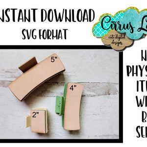 Hair Clip Blank Trio, Leather Hair Clip Set Design, Digital Laser File, Hair Clip Design SVG File, Claw Clip Design, Instant Download