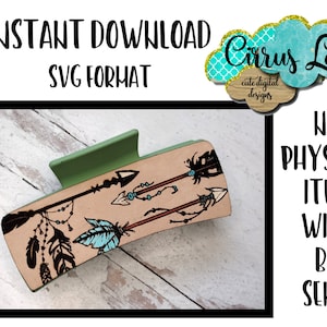 Boho Arrows Hair Clip SVG, Leather Hair Clip Set Design, Digital Laser File,  Hair Clip Design SVG File, Claw Clip Design, Instant Download