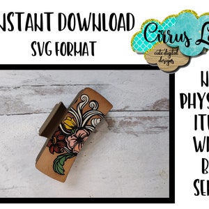 Tooled Bouquet Hair Clip, Leather Hair Clip Set Design, Digital Laser File, Hair Clip Design SVG File, Claw Clip Design, Instant Download