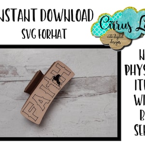Faith Hair Clip, Leather Hair Clip Set Design, Digital Laser File, Hair Clip Design SVG File, Claw Clip Design, Instant Download