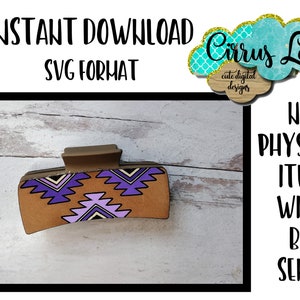 Aztec Trio Hair Clip, Leather Hair Clip Set Design, Digital Laser File, Hair Clip Design SVG File, Claw Clip Design, Instant Download