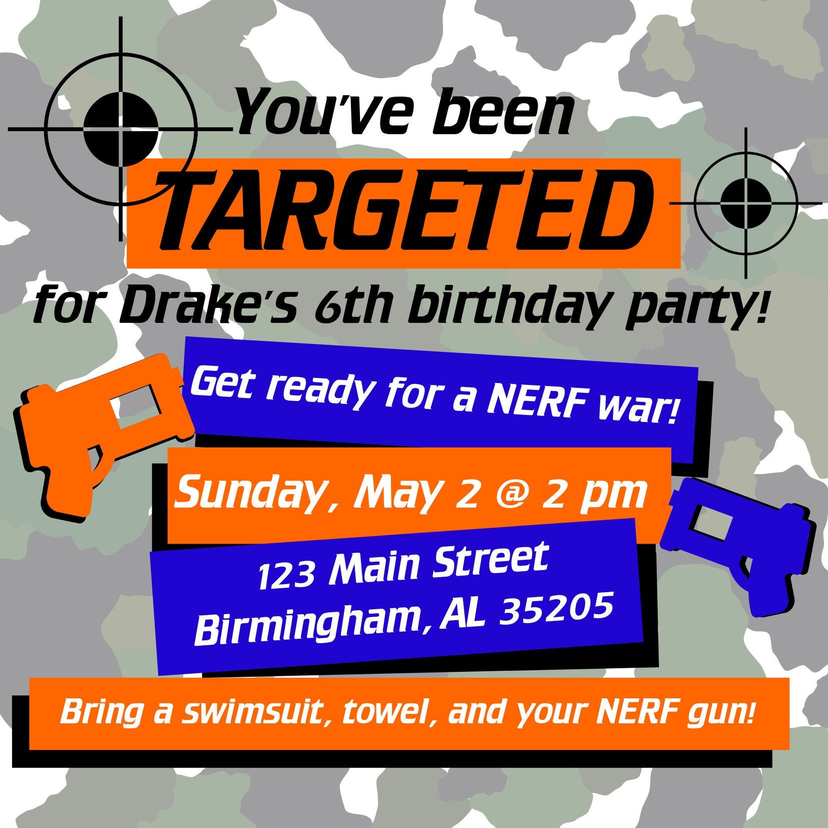 NERF Birthday Invitation Template Etsy NERF Birthday Invitation Template Etsy
