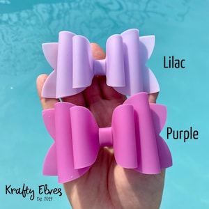 Pool Bow, Waterproof Bow, Summer Bow, Pool Party Bow, Swimming Bow, Purple Hair Bow, Lilac Hair Bow, Water Bow