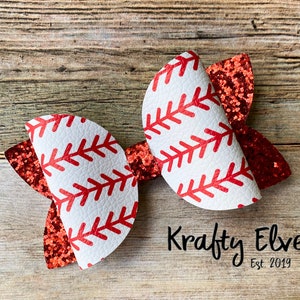 Baseball Bow Hair Clip- Baseball Bow Headband- Faux Leather Bow Headband- Girls Baseball Bow- Baby Baseball Bow