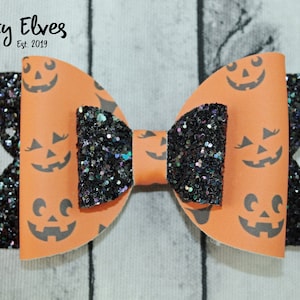 Glow In The Dark Hair Bow- Jack O Lantern Bow Headband - Halloween Bow Headband - Halloween Bow Hair Clip - Pumpkin Hair Bow