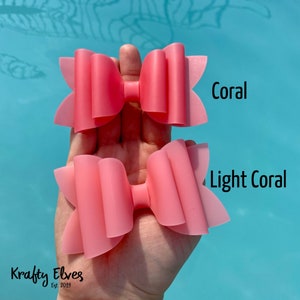 Pool Bow, Waterproof Bow, Summer Bow, Pool Party Bow, Swimming Bow, Coral Hair Bow, Water Bow