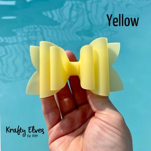 Pool Bow, Waterproof Bow, Summer Bow, Pool Party Bow, Swimming Bow, Yellow Hair Bow, Water Bow
