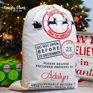 Personalized Santa Sack, Presents Bag, Custom Gift Bag, Christmas Gift Bag for Kids, Personalized Christmas Bag