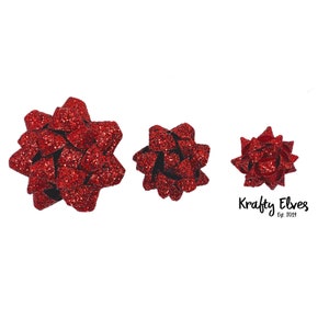 Christmas Present Hair Bow, Christmas Present Bow, Present Bow Clip, Holiday Christmas Bow, Red Glitter Gift Bow