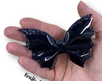 Bat Hair Bow: Glitter & Patent Leather Halloween Clip