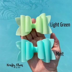 Pool Bow, Waterproof Bow, Summer Bow, Pool Party Bow, Swimming Bow, Green Hair Bow, Mint Hair Bow, Water Bow