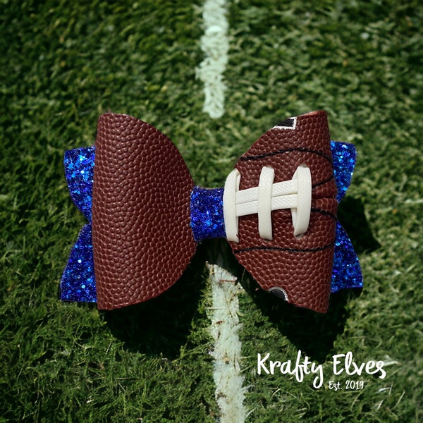 Football Hair Bow, Real Football Bow, NFL Bow, Football Hair Clip, Football Bow