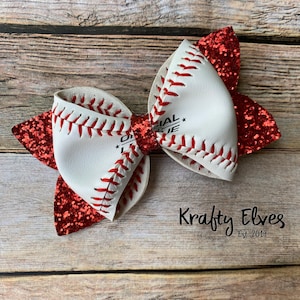 Real Baseball Hair Bow, Baseball Bow, Real Baseball Skin Hair Bow