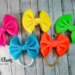 Neon Hair Bow, Neon Fabric Bows, Neon Headband, Neon Hair Clip