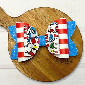 Dr. Seuss inspiriert Haarschleife, Lesetag Haarschleife, Geschichte Buchschleife, Haarspange Stirnband Baby Mädchen Kleinkind Haarschleife