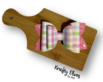 Plaid Easter Hair Bow: Spring Pastel Clip or Headband