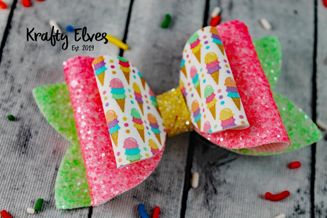 Ice Cream Bow, Ice Cream Hair Bow, Summer Hair Bow, Hair Bow for