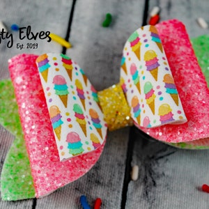 Ice Cream Bow, Ice Cream Hair Bow, Summer Hair Bow, Hair Bow for Toddlers