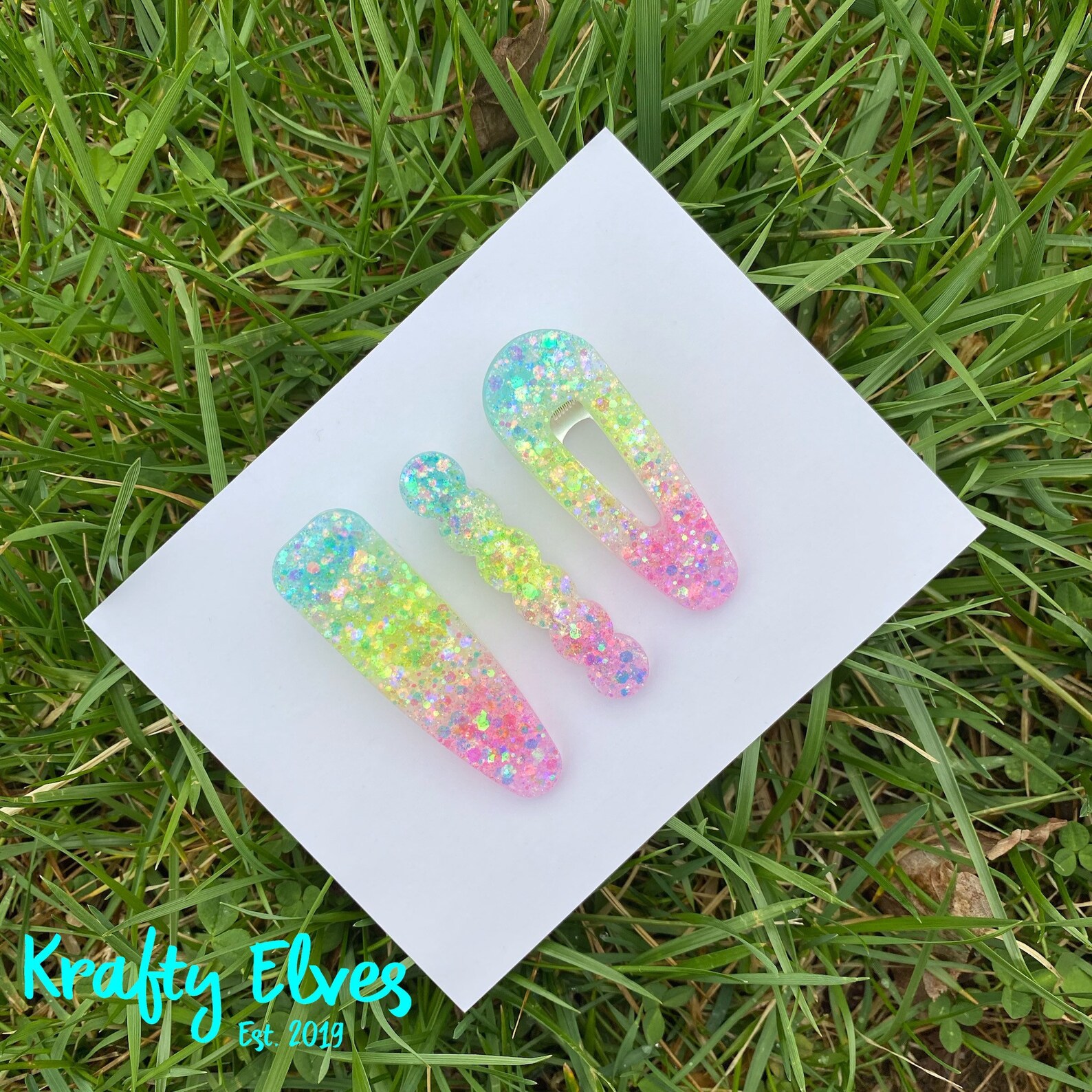Pastel Acrylic Hair Clip Rainbow Bar Clip Glitter Hair Etsy
