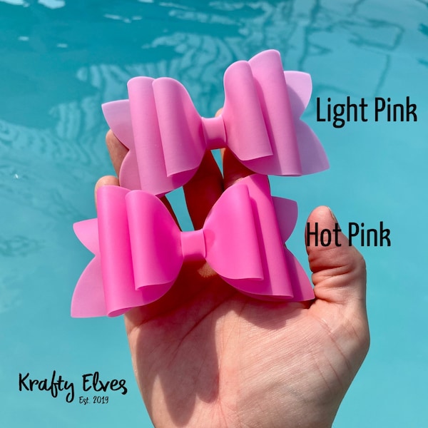 Pool bow, Waterproof Bow, Summer Bow, Pool Party Bow, Swimming Bow, Pink Hair Bow, Water Bow