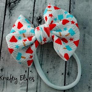 Red, White, and Blue  Fabric Bow, Popsicle Hair Bow, Popsicle Bow, Independence Day Hair Bow, 4th of July Bow, Patriotic Bow