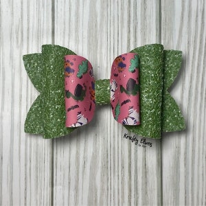 Dino Halloween Bow, Dinosaur Hair Bow, Pumpkin Hair Bow, Trick or Treat Bow,  Halloween Hair Clip for Girls,