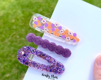 Peanut Butter and Jelly Hair Clip Set,  Purple Acrylic Clip, Toddler Hair Clip, Girls Hair Bow