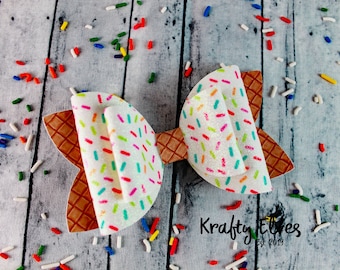 Glitter Ice Cream Bow: Sweet Treats Hair Clip