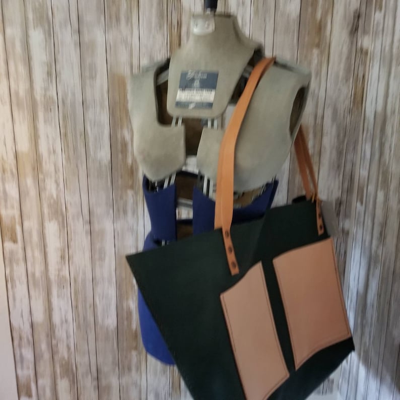 Handsewn large leather slouchy toteForest Green color Pebble Leather roamingtherange