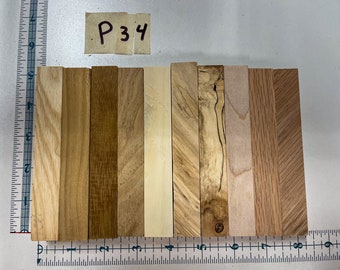 P34- Popular Worldwide Exotic Hardwood Pen Turning Blanks (10 count) Mixed Assorted Variety Quality Premium Woods Sample Collection
