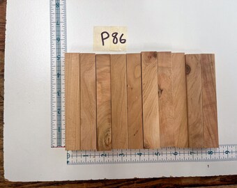 P86 Cereza Negra (Prunus serotina) Pluma de madera exótica doméstica en blanco (10 unidades) Muestra de maderas premium de calidad mixta